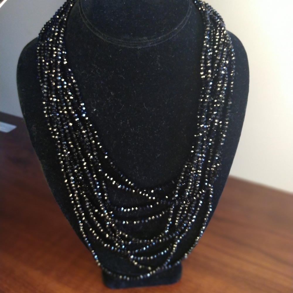 Black layers of beads necklace